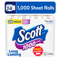 Scott 1000 Toilet Paper, 24 Rolls, 1,000 Sheets per Roll