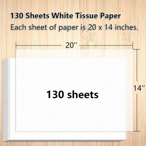 130 Sheets 20"x14" White Tissue Paper for Gift Bags Christmas Weddings white